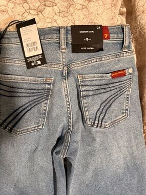 7 For All Mankind Light Blue High-Rise Modern Dojo Jeans 24/34